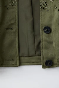 EMBROIDERED FAUX SUEDE JACKET
