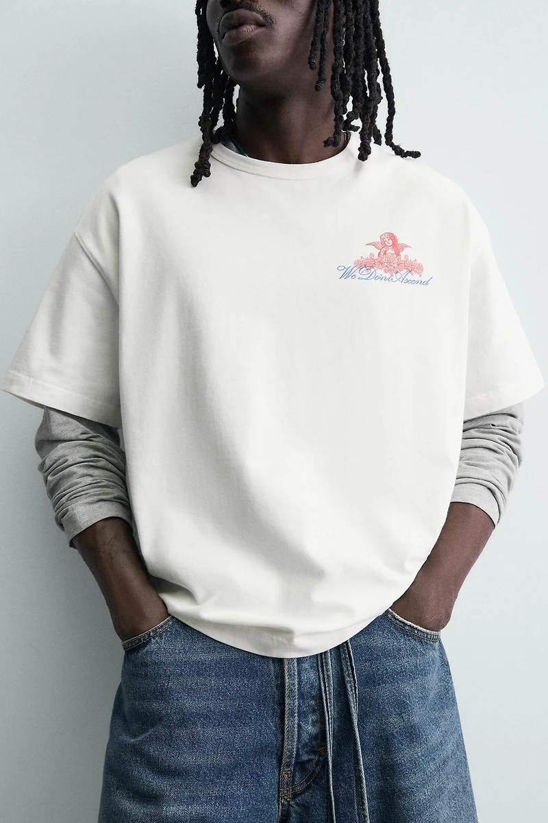 COMBINED PRINT AND EMBROIDERY T-SHIRT