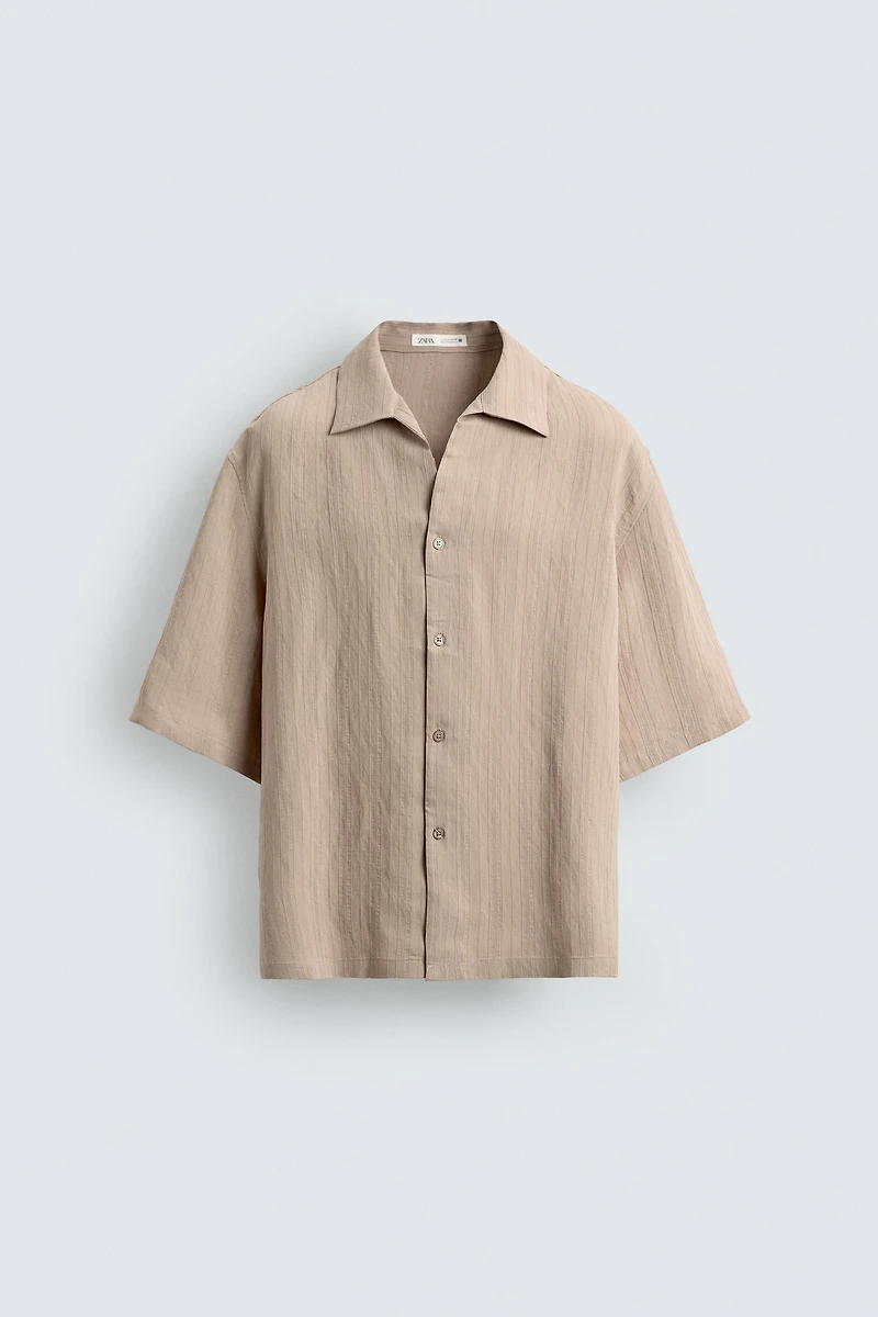 STRIPED JACQUARD BOXY FIT SHIRT