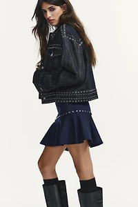 ASYMMETRIC RUFFLE STUD SKIRT
