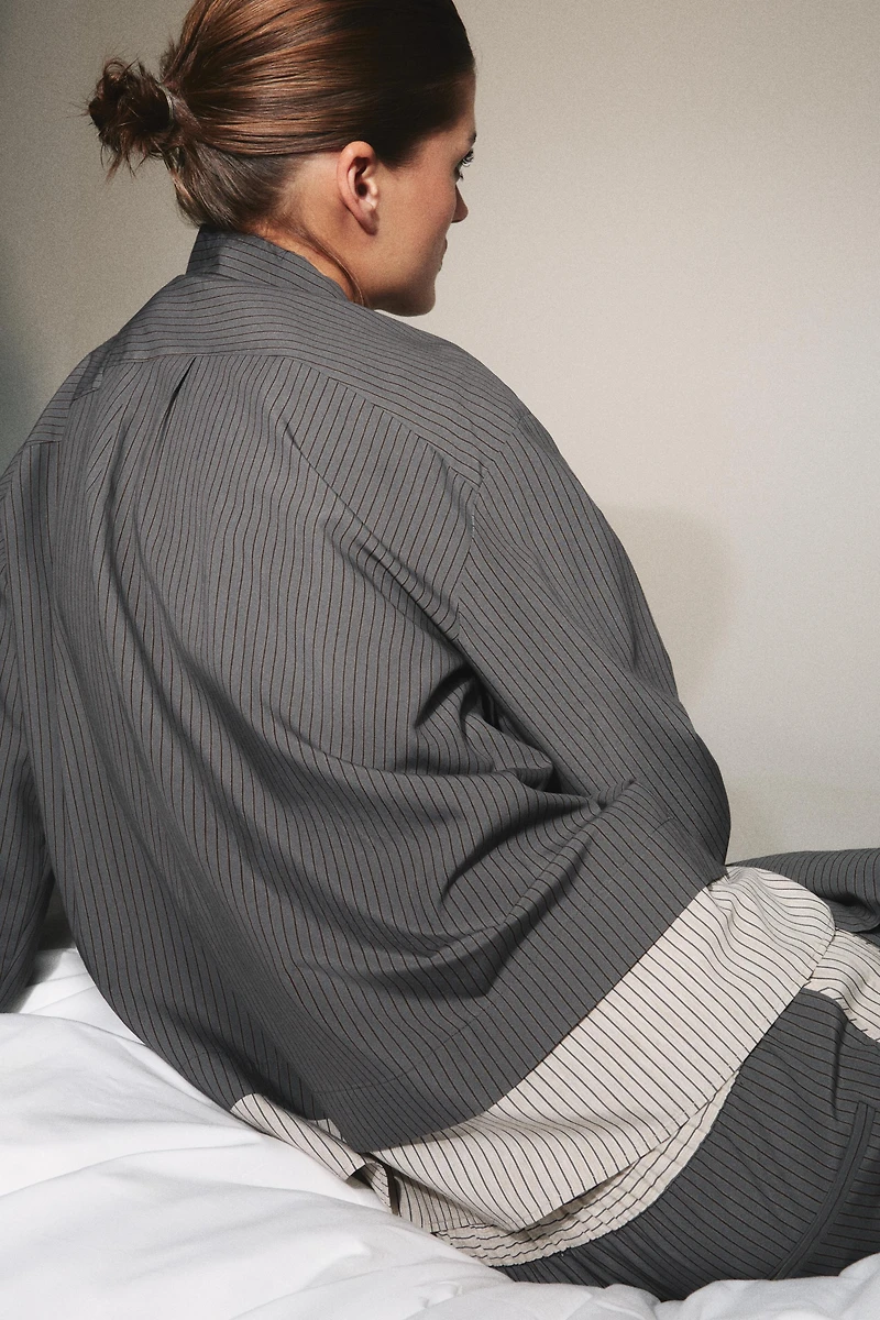 COMBINATION STRIPED VISCOSE BLEND SHIRT