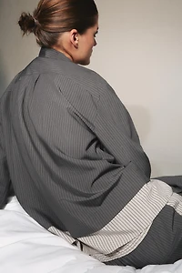 COMBINATION STRIPED VISCOSE BLEND SHIRT