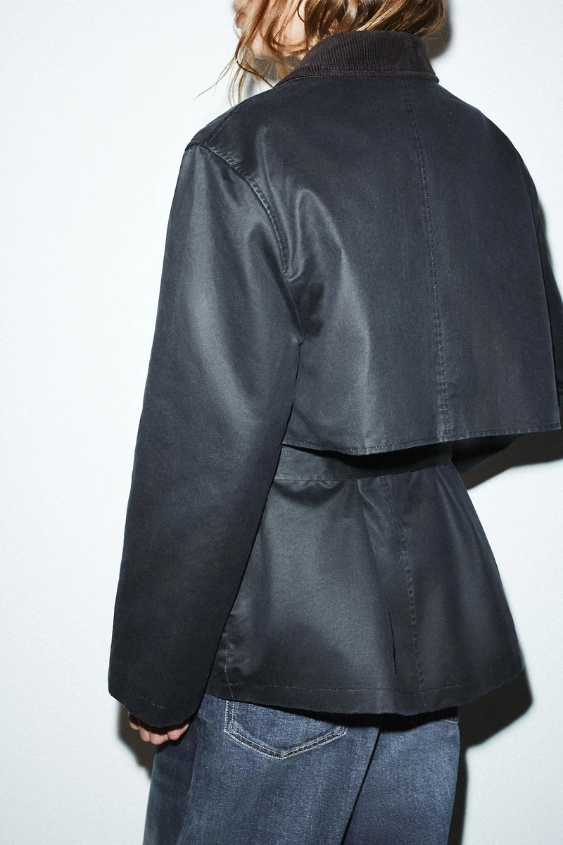 WAXED PARKA WITH CORDUROY COLLAR