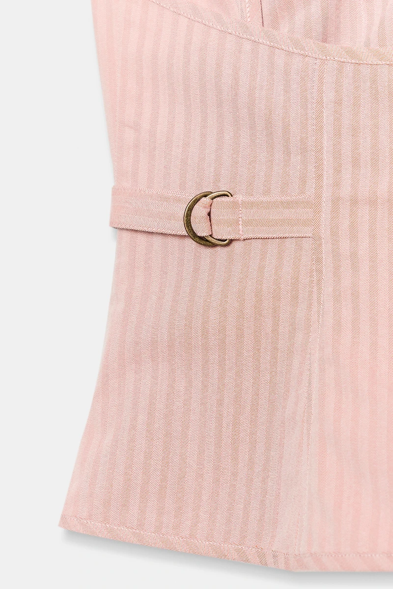 STRIPED HALTER TOP WITH POCKETS