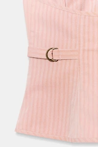STRIPED HALTER TOP WITH POCKETS