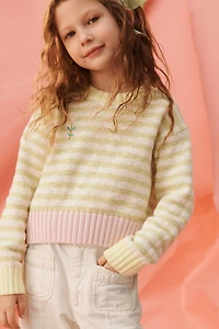 LIMITED EDITION FLORAL EMBROIDERED STRIPED KNIT JUMPER