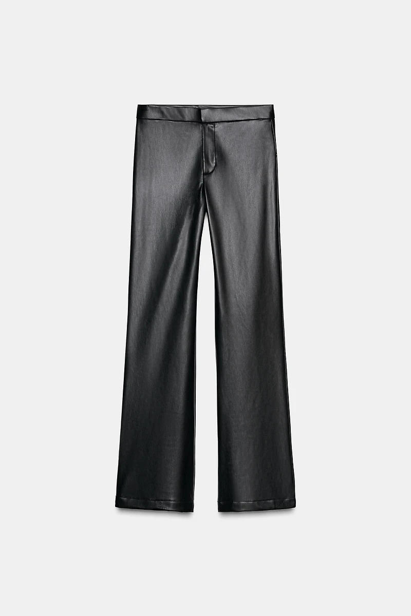 FAUX LEATHER FLARE PANTS