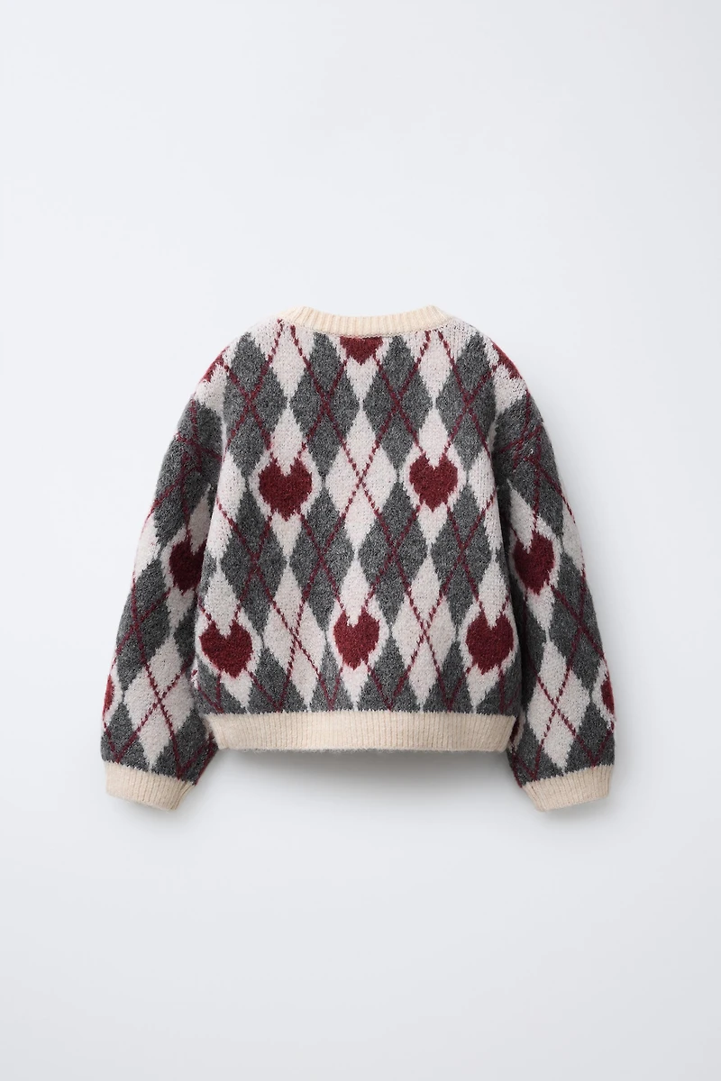 KNIT JUMPER WITH DIAMONDS AND HEARTS