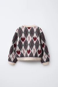 KNIT JUMPER WITH DIAMONDS AND HEARTS