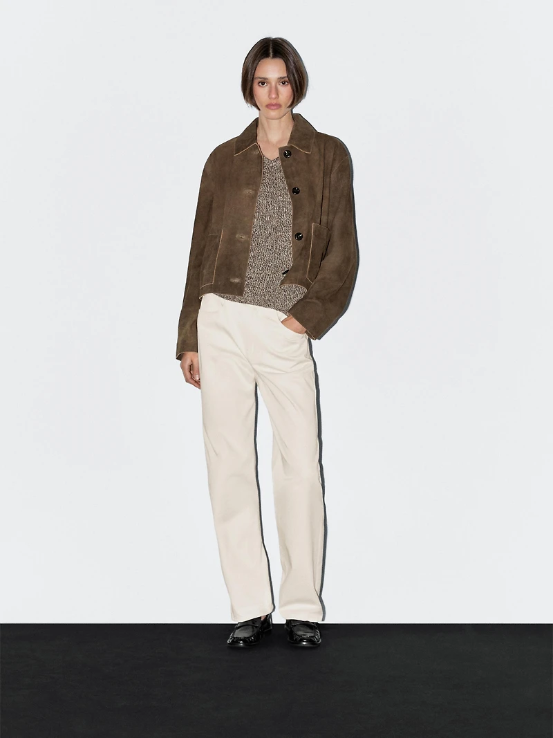 Mid-waist straight-leg trousers