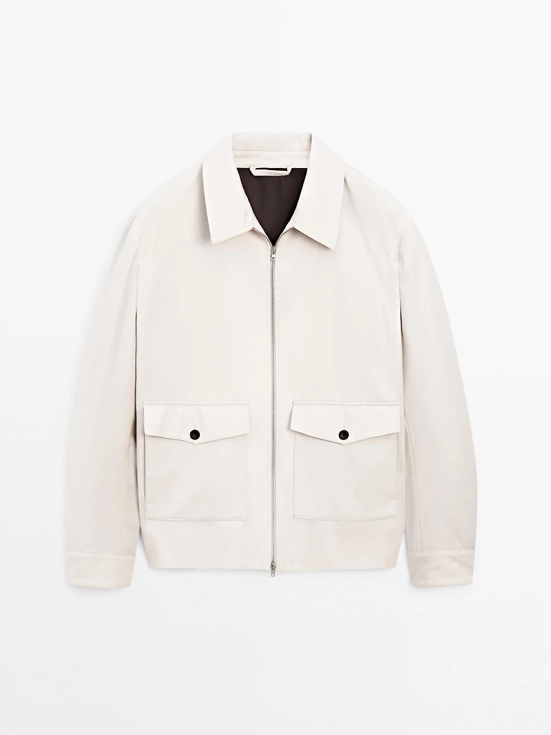 Blouson poches laine et coton