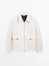 Blouson poches laine et coton