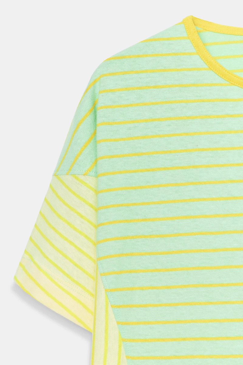 STRIPED COTTON AND LINEN T-SHIRT