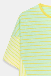 STRIPED COTTON AND LINEN T-SHIRT