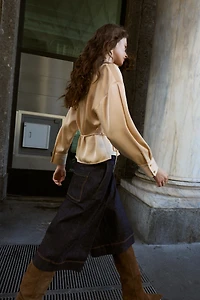SATIN EFFECT BLOUSE WITH THIN BELT