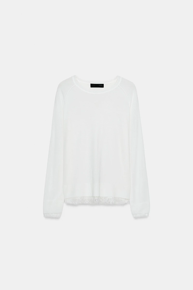 PULL EN MAILLE AVEC DENTELLE