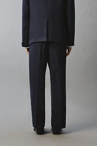 LINEN COTTON BLEND PLEATED SUIT PANTS