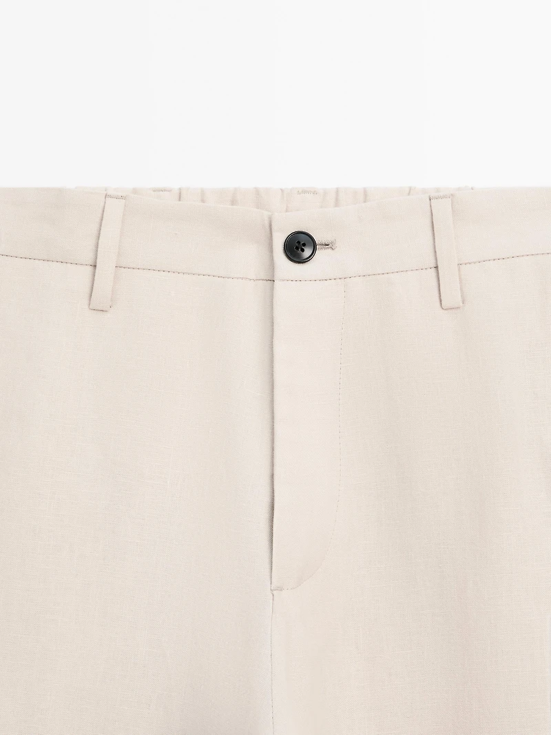 100% linen regular fit trousers
