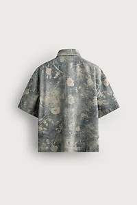 WASHED FLORAL PRINT RELAXED FIT SHIRT