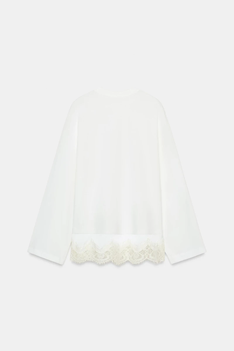 T-SHIRT EN MATIÈRES VARIÉES DENTELLE