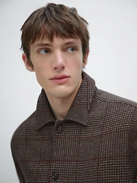 Surchemise à carreaux en laine mélangée