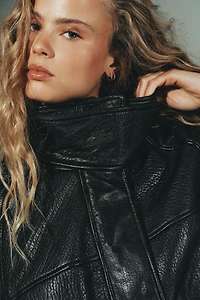 ADJUSTABLE WAIST LEATHER JACKET