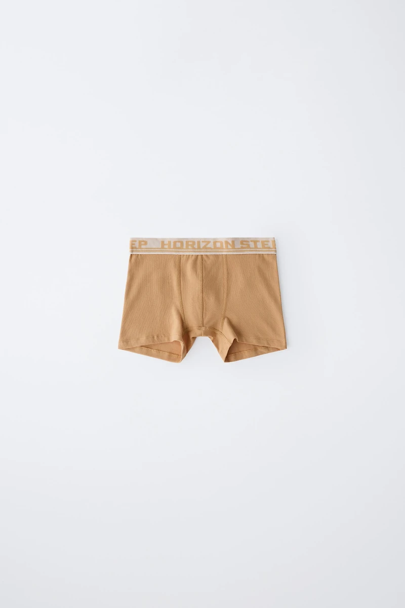 6-14 YEARS/FIVE-PACK OF EMBOSSED TEXT BOXERS