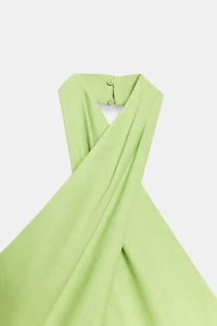 LINEN MIDI HALTER DRESS