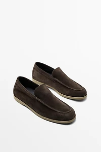Soft split leather loafers