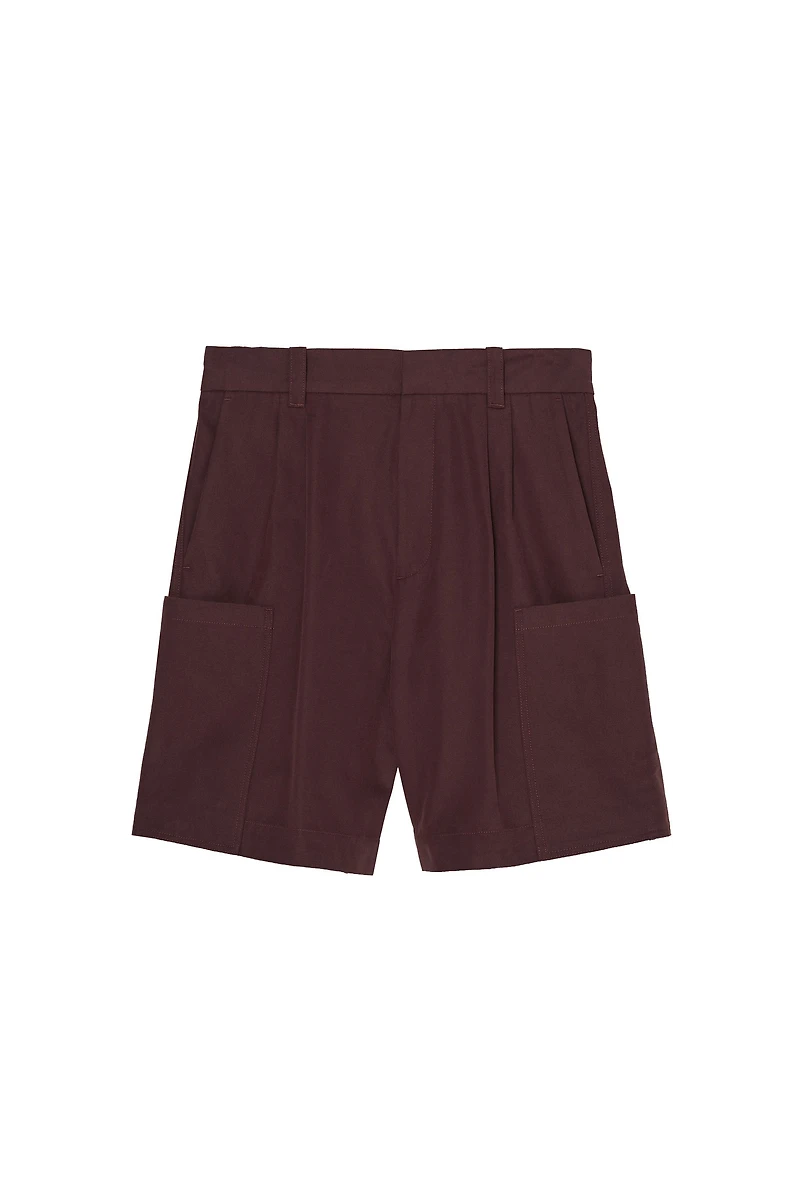 RELAXED FIT PLEATED CARGO SHORTS