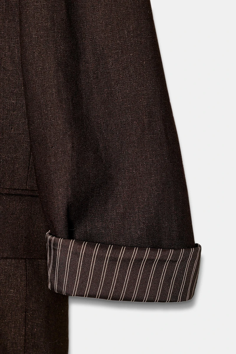LINEN BLAZER WITH ROLLED SLEEVES