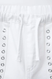 STUDDED FLOWY WIDE LEG JEANS