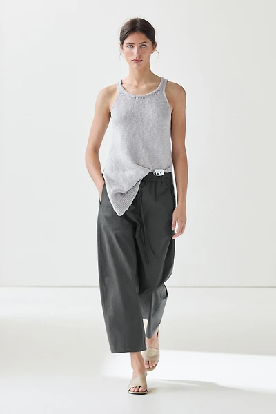 Cropped technical barrel fit pants
