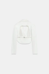 VESTE COURTE SATINÉE FENTE DOS