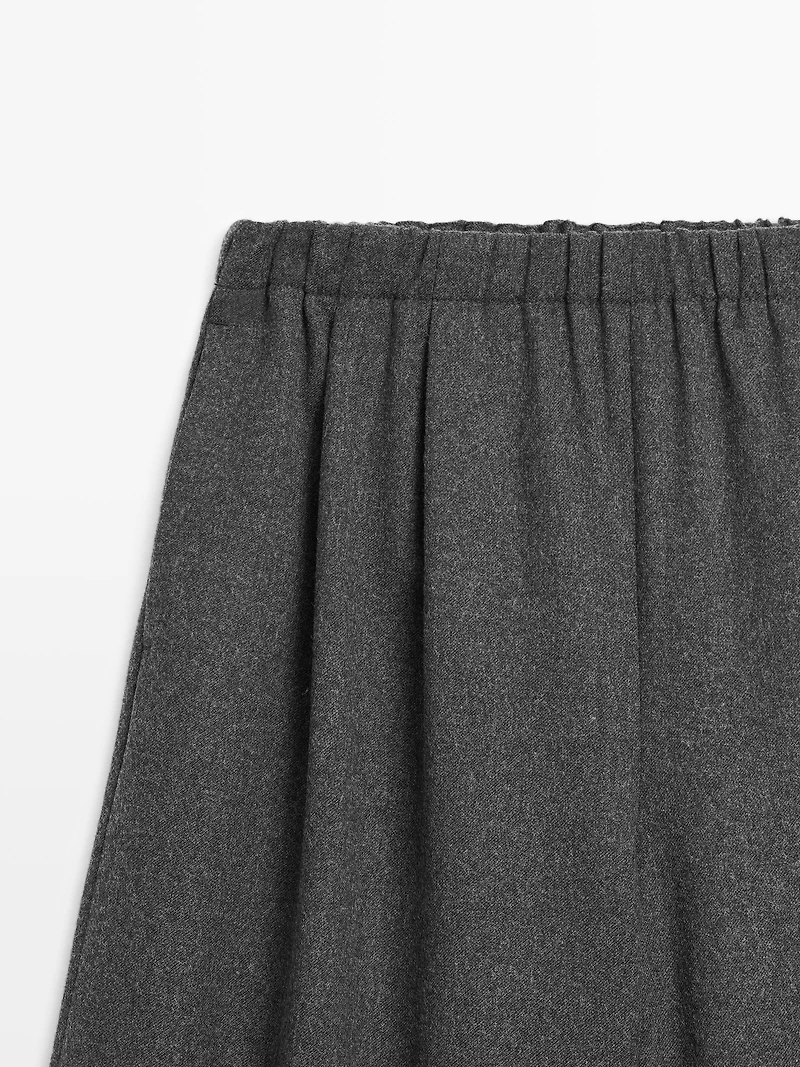 Wool blend trousers with elasticated waistband