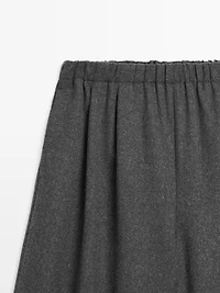 Wool blend trousers with elasticated waistband