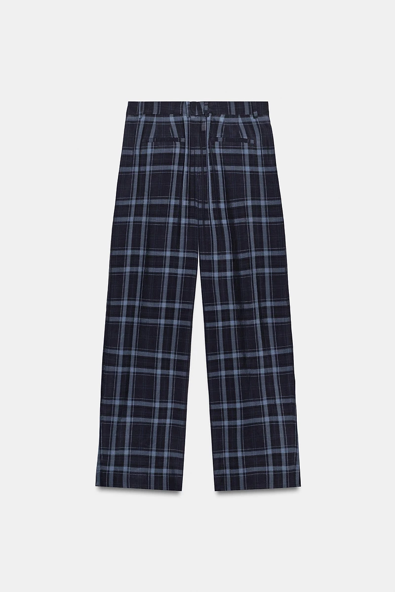 ZW COLLECTION PLAID WIDE LEG PANTS