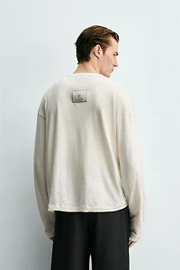 T-SHIRT COL TUNISIEN COTON - LIN