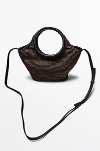 Mini-sac demi-lune en 100% raphia