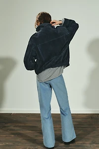 VESTE EN CUIR DAIM 100% AVEC POCHES