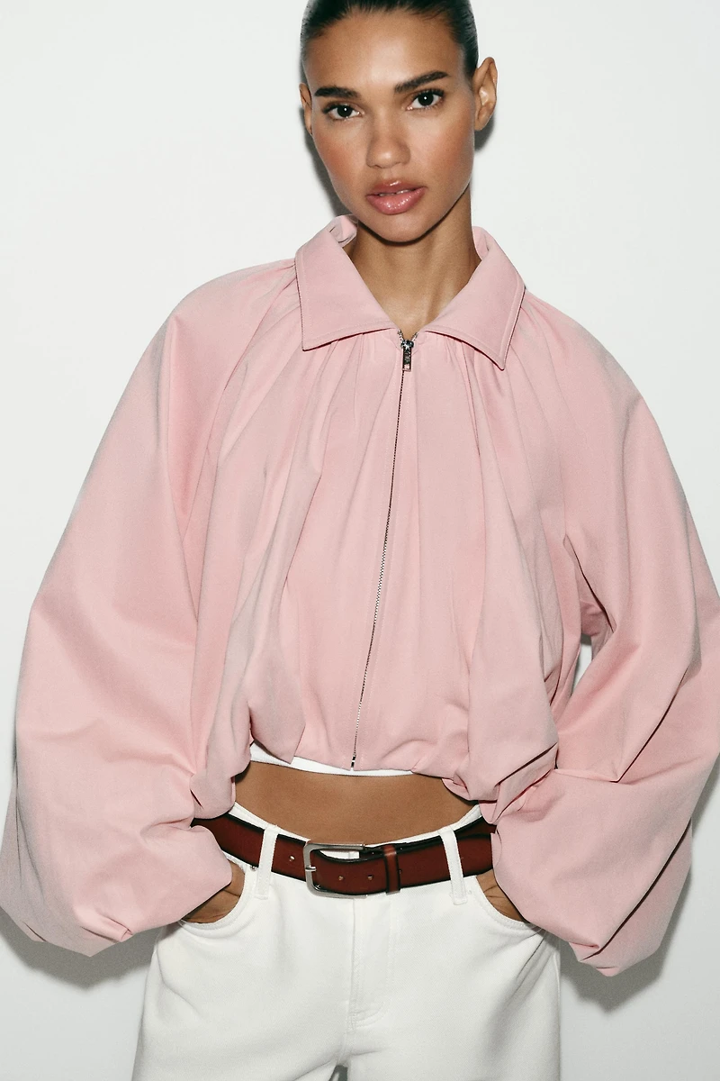 PUFF SLEEVE BOMBER JACKET