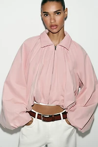 PUFF SLEEVE BOMBER JACKET