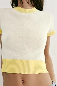 SHORT SLEEVE KNIT TOP