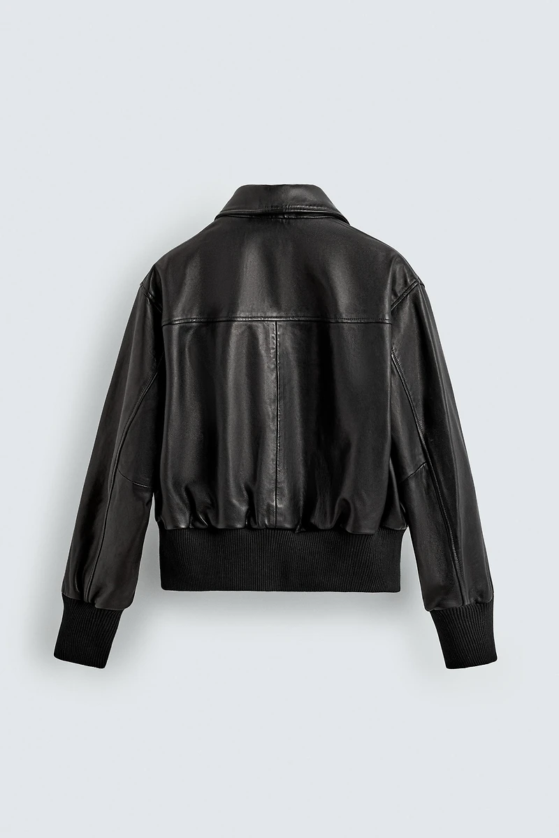 CROPPED FIT LEATHER JACKET