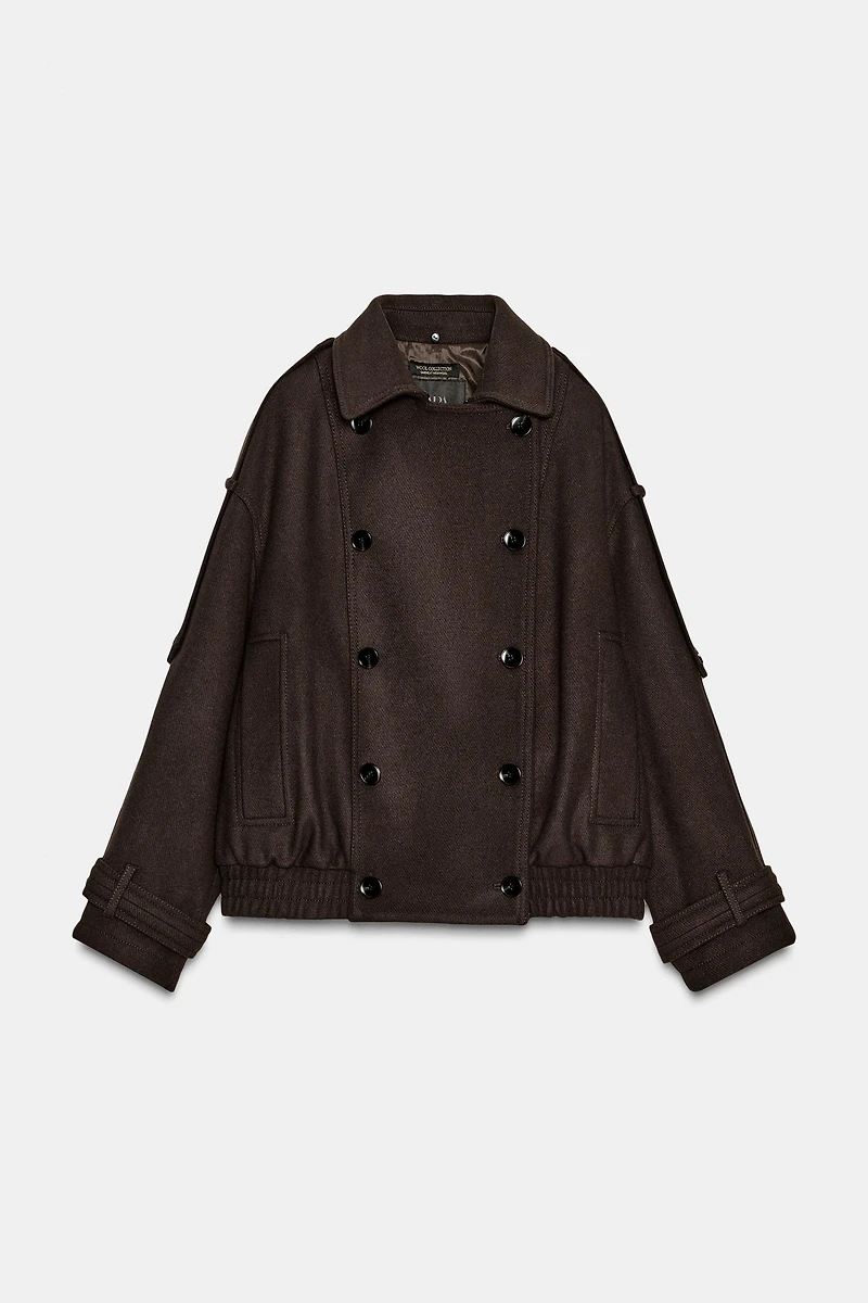 VESTE AVEC LAINE COL EFFET FOURRURE ZW COLLECTION