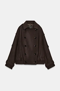 VESTE AVEC LAINE COL EFFET FOURRURE ZW COLLECTION