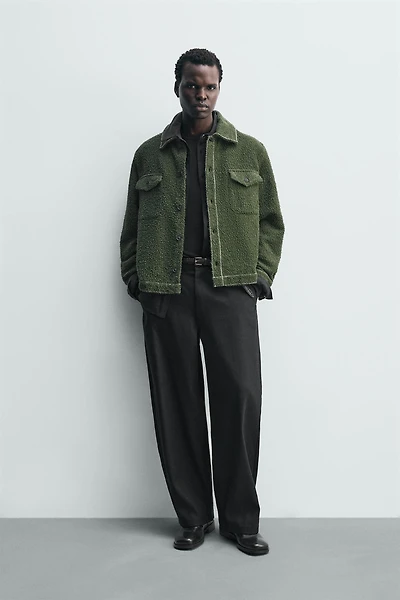 TEXTURED TOPSTITCHING OVERSHIRT
