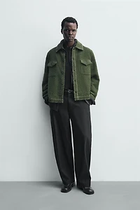 TEXTURED TOPSTITCHING OVERSHIRT
