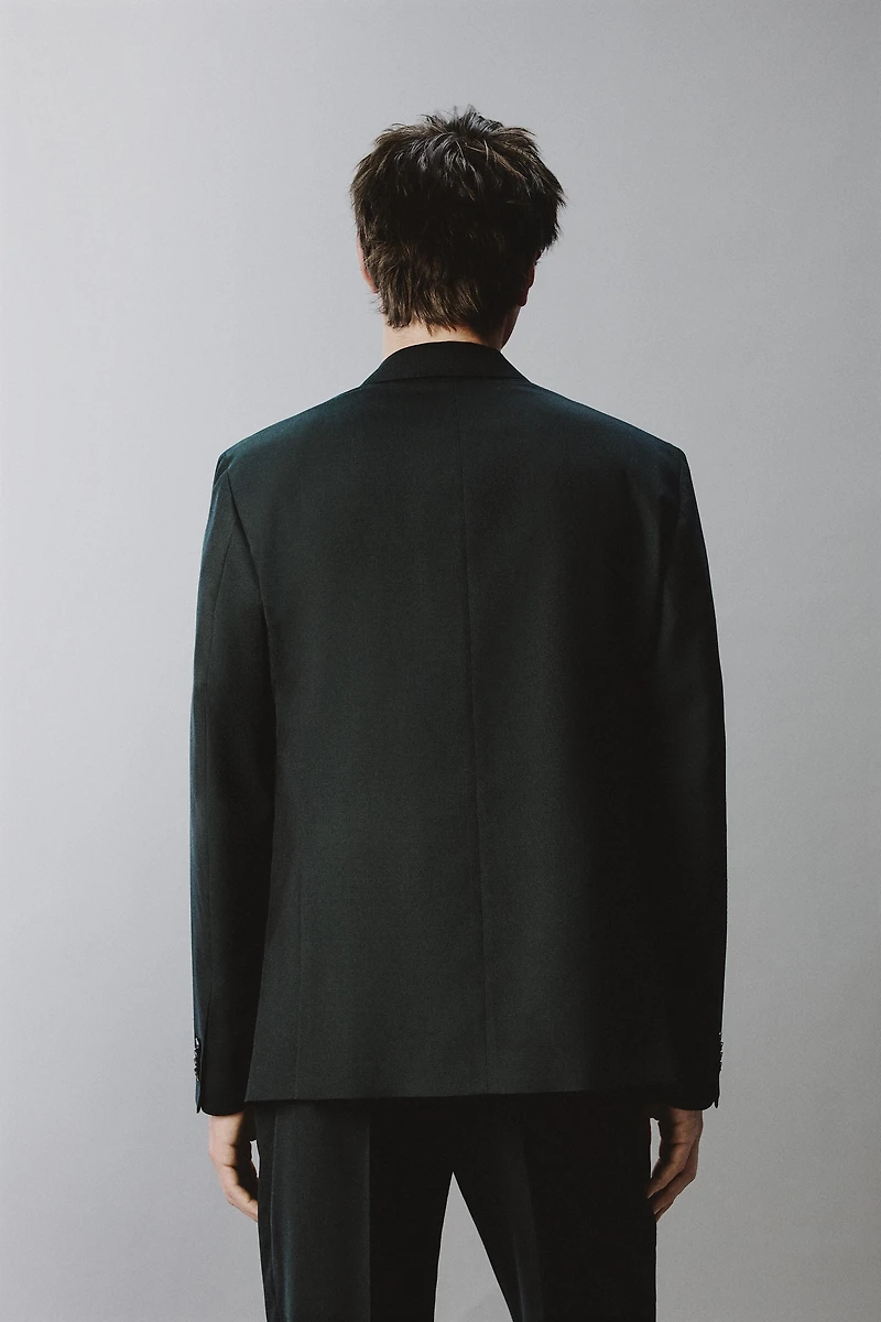 DOUBLE BREASTED WOOL BLEND SUIT JACKET