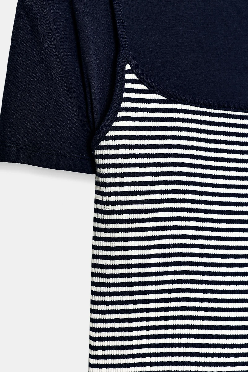 T-SHIRT EFFET TRIPLE RAYURES